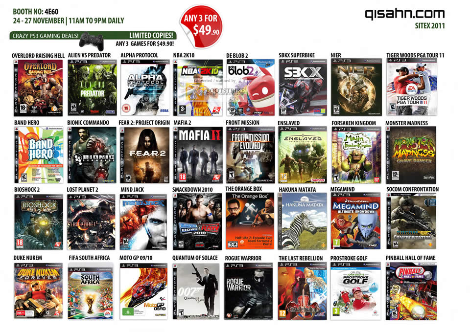 Qisahn Sony Playstation 3 PS3 Games, Overlord Raising Hell, Alien Vs